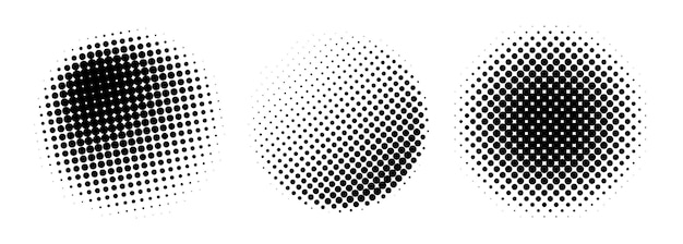 Halftone circles set isolated on white