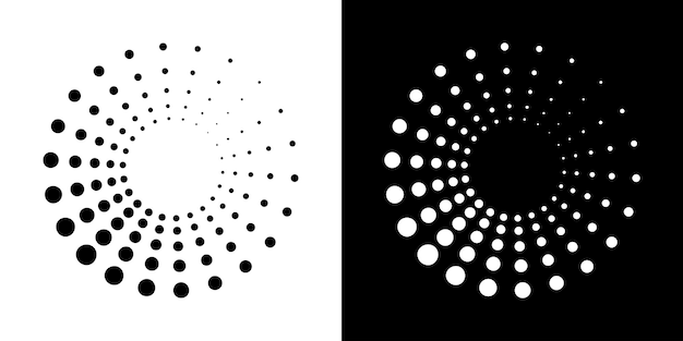 Halftone circular dotted frames Circle dots Round border halftone circle dots texture Vector