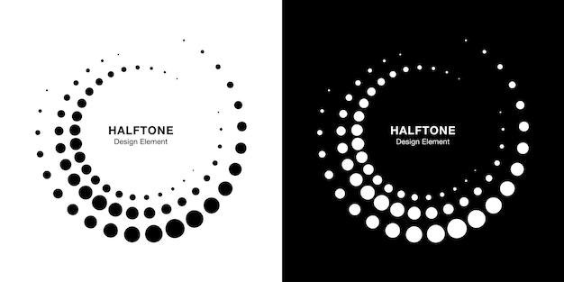 Halftone circular dotted frames set Circle dots background Logo design element Vector