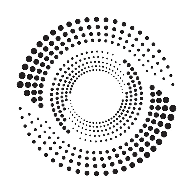 Halftone circular frame logo Circle dots isolated on the white background