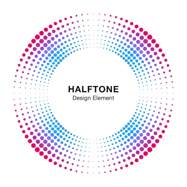 Halftone colorful circle frame logo emblem  Disc musical Music round using halftone circle  Vector