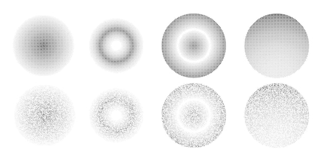 Halftone dots in circle frames set of round dots pattern geometric backgrounds