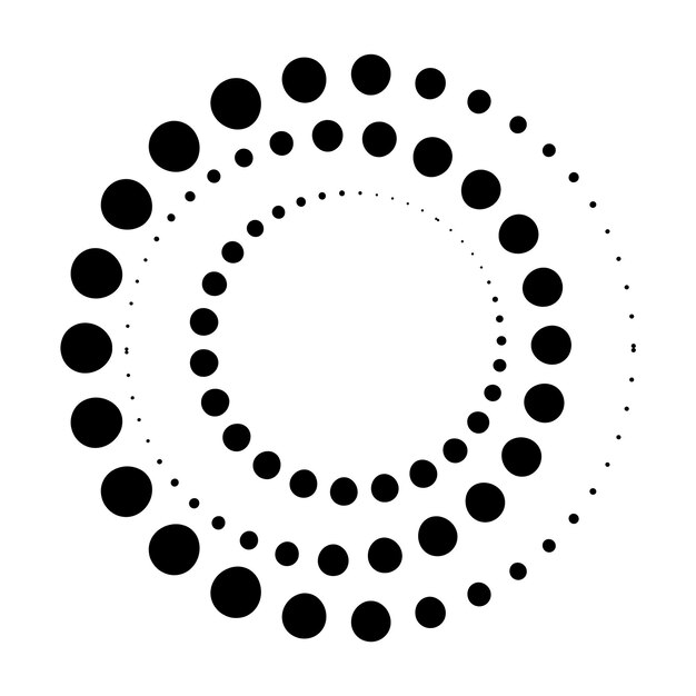 Vector halftone dotted speed lines circle geometric art in circle form round swirl movement symbol halftone