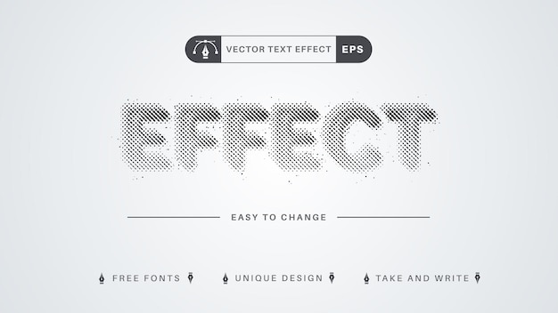 Vector halftone editable text effect font style