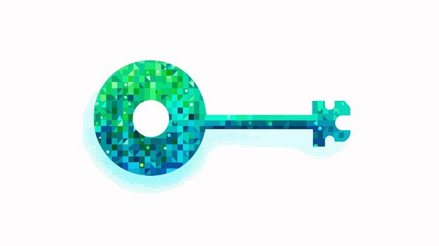 Vector halftone round spot key icon in green