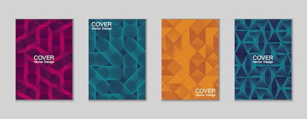 Halftone shapes minimal geometric cover templates set graphic design