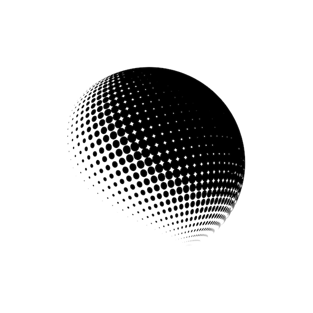 Halftone sphere dotted vector illustration Circle halftone patterns dots logo Globe vector illustration