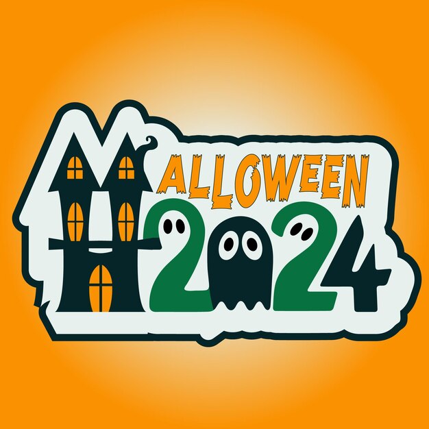 Vector halloween 2024 haunted house and ghosts