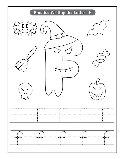 Halloween alphabet coloring pages with baby ghost