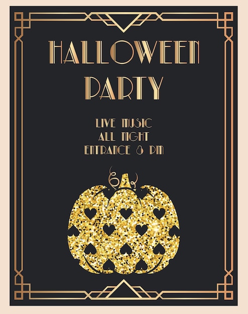 Vector halloween artdeco style design for ticket banner flyer and etc