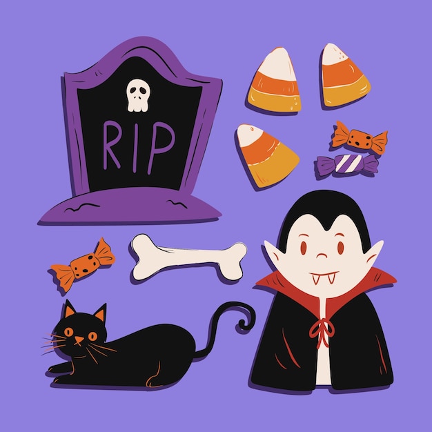 Vector halloween assets elements for design