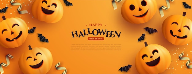 Halloween background 3d orange pumpkin illustration