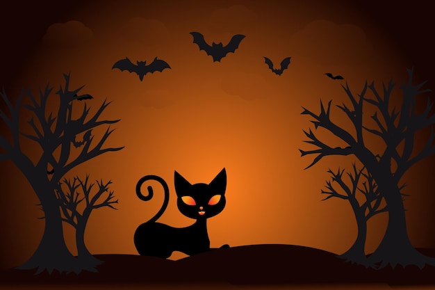 Halloween background design with black tree