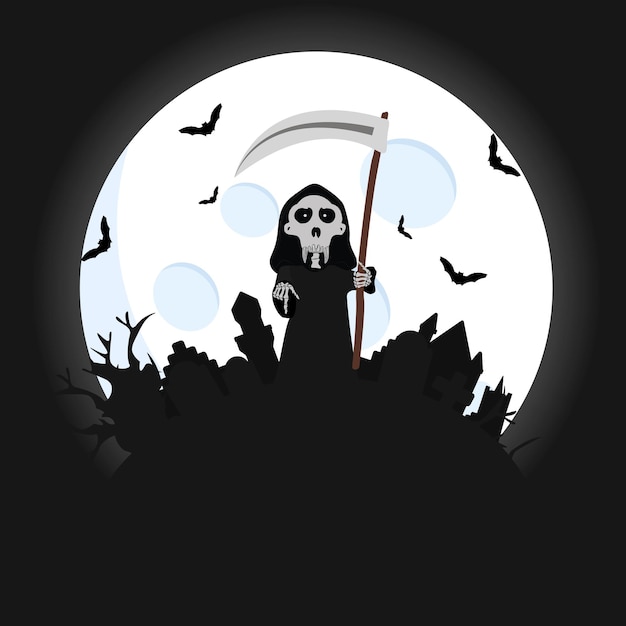 Halloween background flat design. Bone Death character.