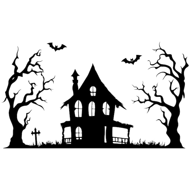 Vector halloween background halloween haunted house castle vector illustration