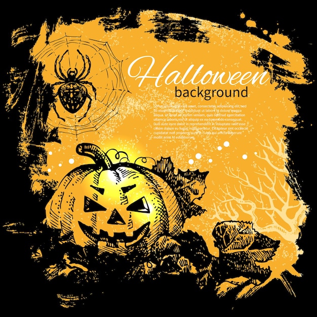 Vector halloween background. hand drawn illustration