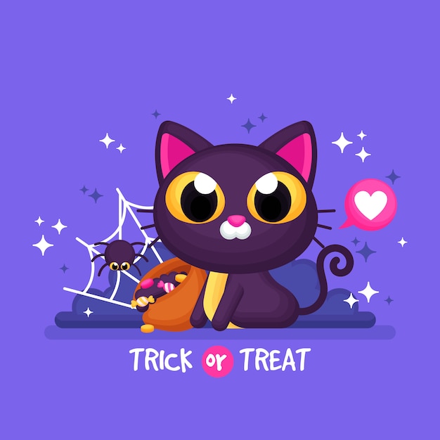 Halloween Background with Cute Cat