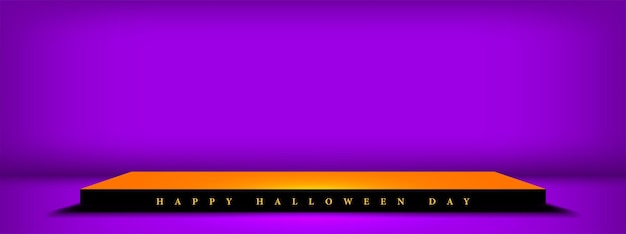 Halloween background with empty square pedestal for product display in minimal style Simple design.