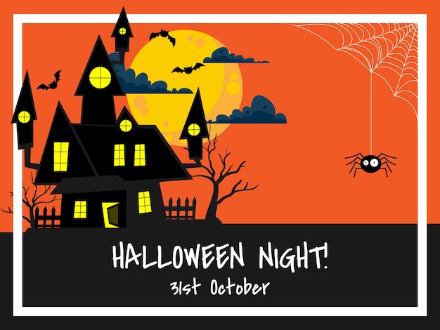 Vector halloween background with halloween night! text.