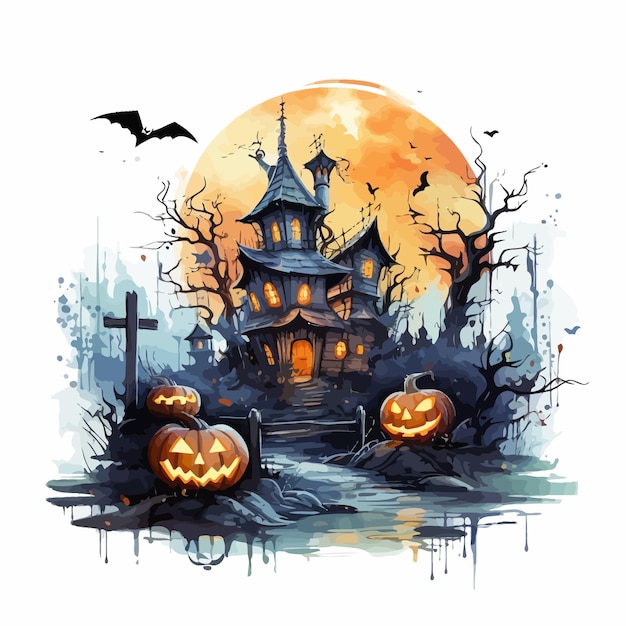 halloween background with pumpkin and bats