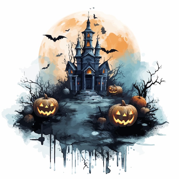 halloween background with pumpkin and bats