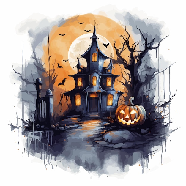 halloween background with pumpkin and bats