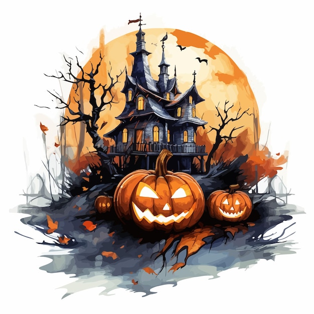 halloween background with pumpkin and bats