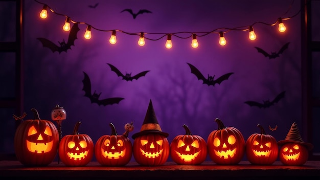 Vector halloween background with pumpkins