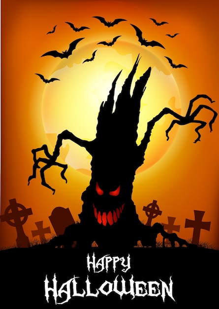 Halloween background with tree silhouette