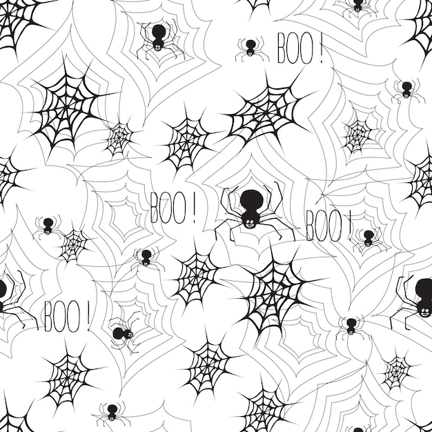 Halloween background with web and spiders