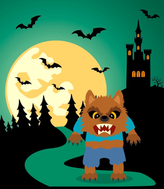 Halloween background with Werewolf