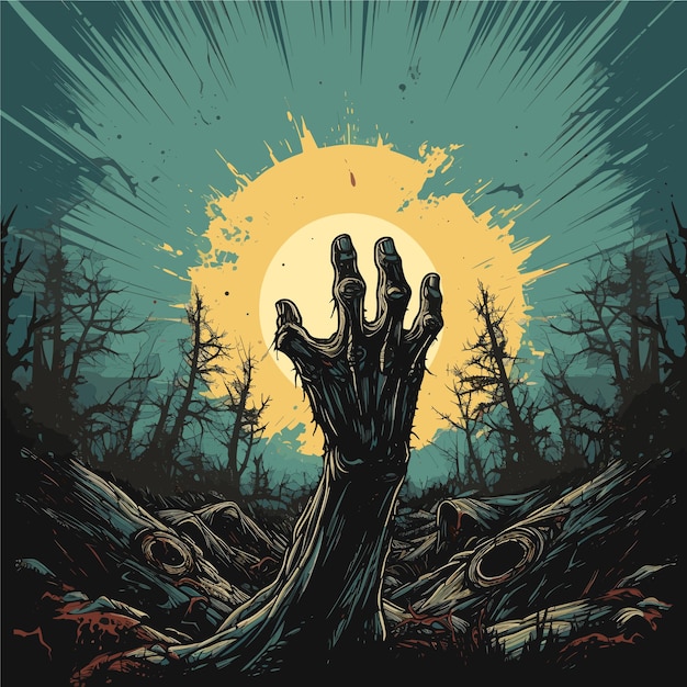 Halloween background with zombie hand vector