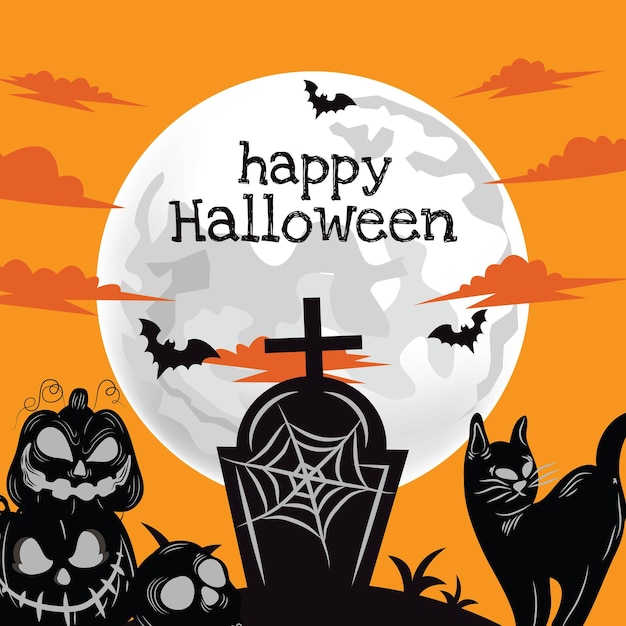 halloween banner background with halloween items