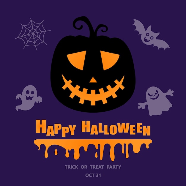 Halloween banner background with pumpkins Vector illustration