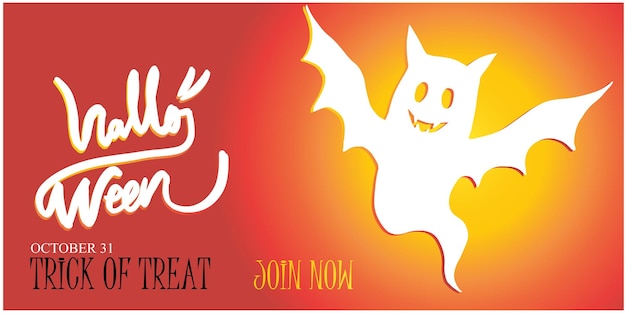 Halloween banner sale, voucher, vip card, invitation party  with orange color  background and bat