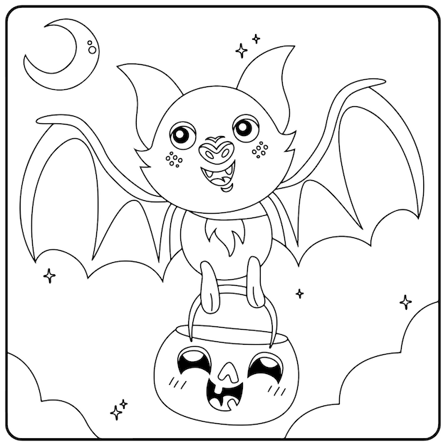 Halloween Bat Coloring Pages For Kids