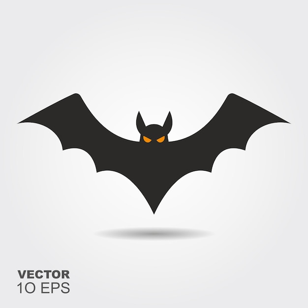 Halloween Bat Flat silhouette icon with shadow