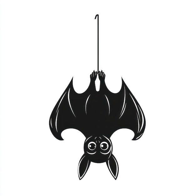 Vector halloween bat hanging upside down vector clean simple black