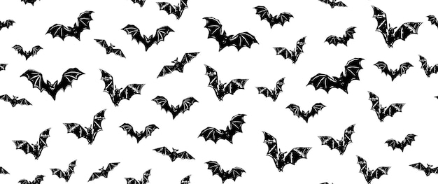 Halloween bat on white background hand drawn pattern