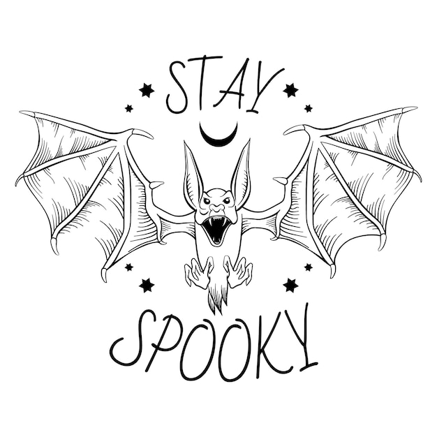 Halloween bat with slogan Stay spooky with vector illustration Halloween Day graphic