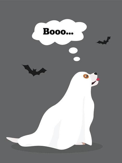 Vector halloween beagle puppy dressed up as a ghost, wearing a white cape. pet lovers theme vector cartoon