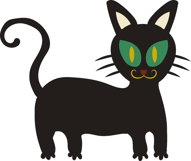 Halloween Black Cat Cartoon Illustration Element