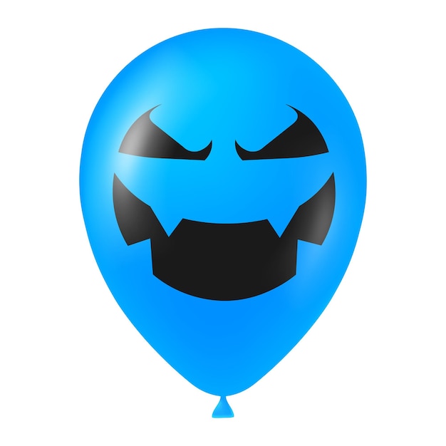 Halloween blue balloon illustration with scary and funny face