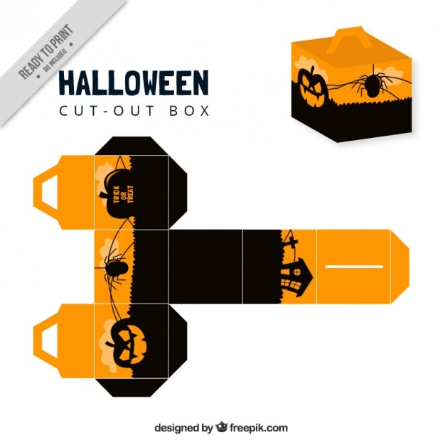 Vector halloween box with pumpkins 