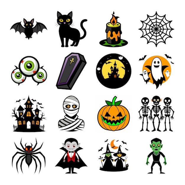 Vector halloween bundle icons set