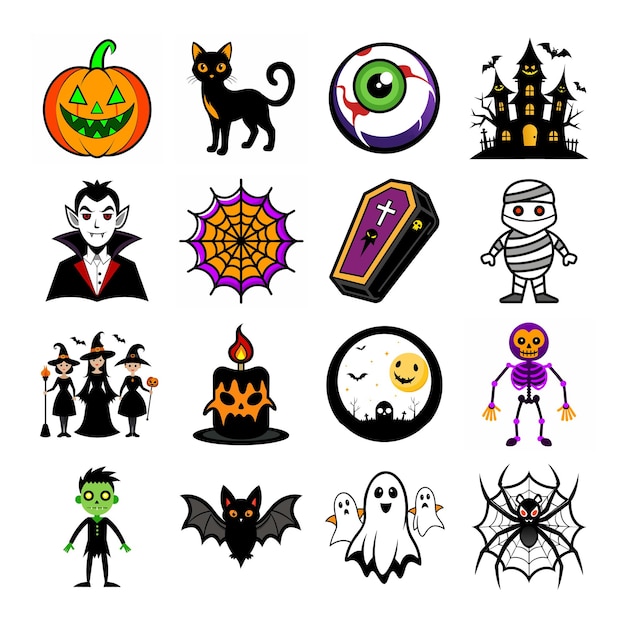 Vector halloween bundle icons set