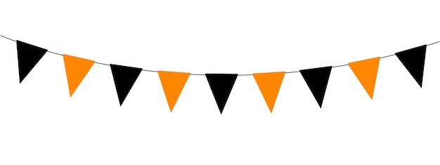 Halloween bunting black and orange flag garland triangle pennants party decoration vector decorative element