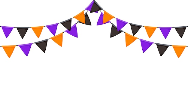 Halloween bunting Black orange and purple flag garland Triangle pennants chain pattern Party bunting