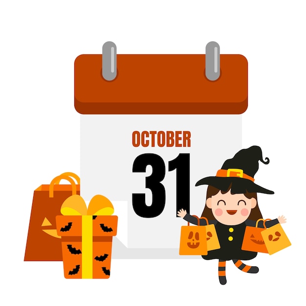 Halloween calendar vector.