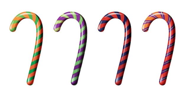 Halloween candy setVector peppermint striped candy cane Halloween trick or treat food snack